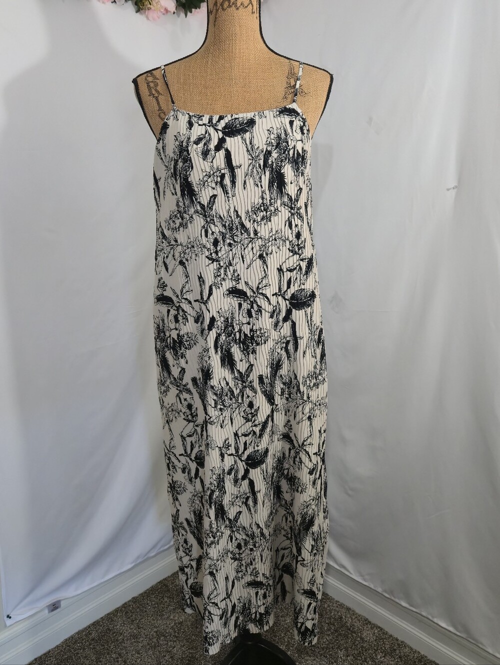 Anne Klein Black and White Floral Maxi Dress